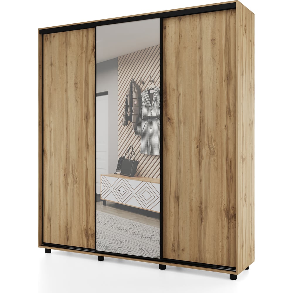 Изображение товара Шкаф-купе МК Мама PRIME, 177х60х230 см, Дуб вотан, с зеркалом 102102