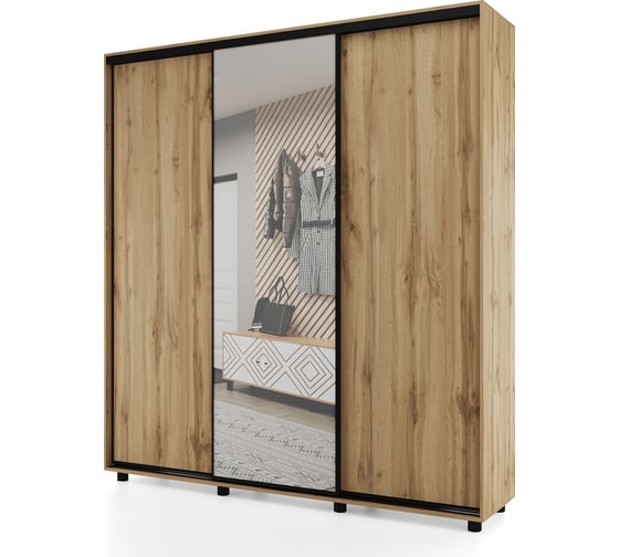Изображение товара Шкаф-купе МК Мама PRIME, 177х60х230 см, Дуб вотан, с зеркалом 102102