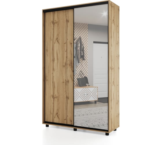 Изображение товара Шкаф-купе МК Мама PRIME, 120х45х230 см, Дуб вотан, с зеркалом 102099