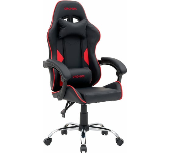 Изображение товара Кресло компьютерное Cromex Joker Gm-125, две подушки, экокожа, черное/красное 532954