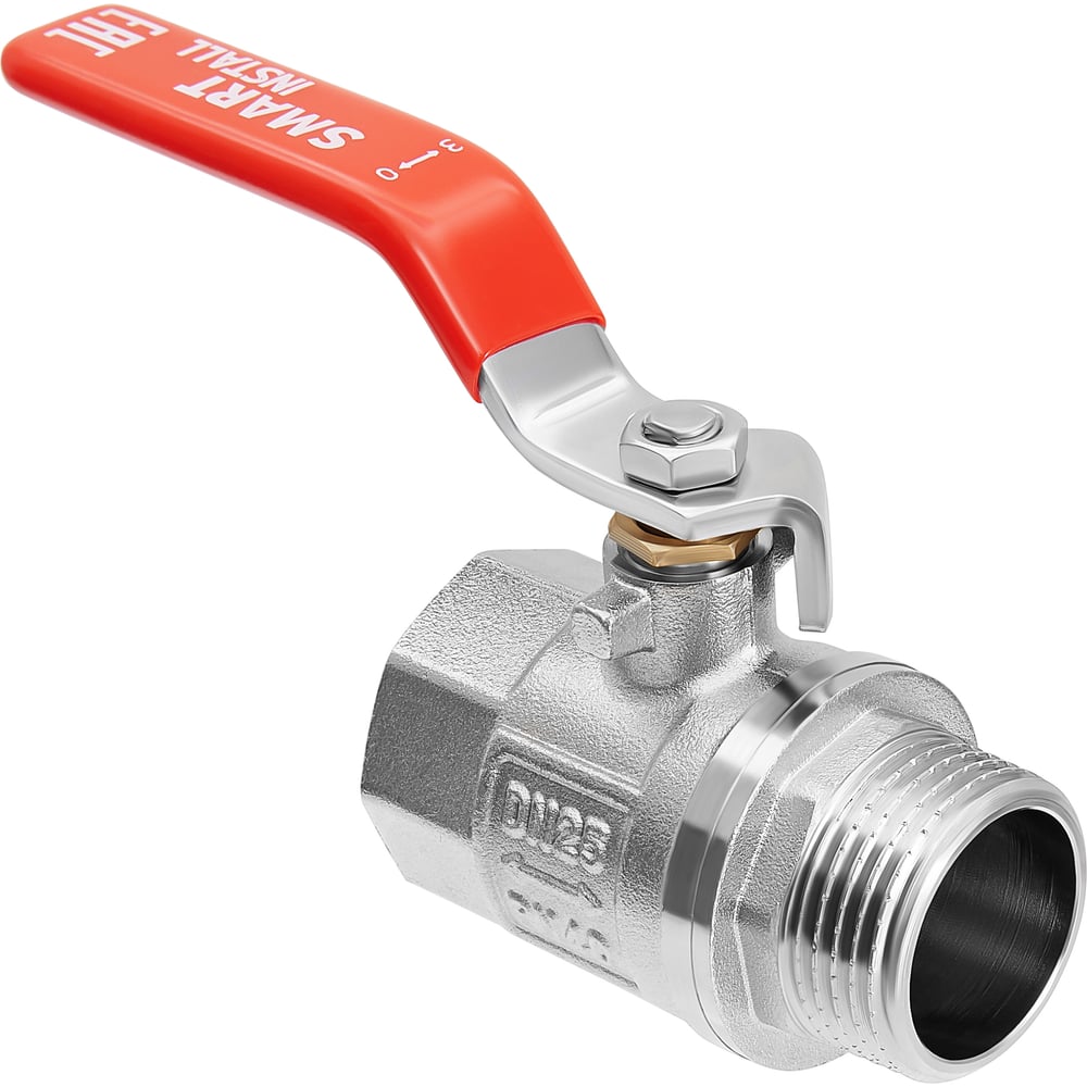Изображение товара Латунный кран шаровой Smart Install 3/4 ВР/НР рычаг красный