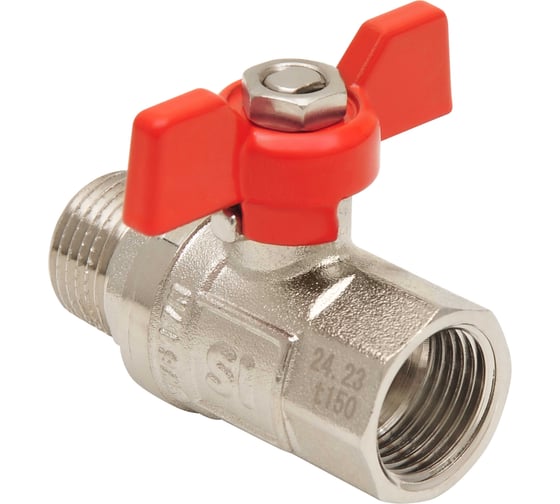 Изображение товара Кран шаровой Smart Install латунный ВР/НР 1/2 бабочка красная, упак. 21 шт. 57131S