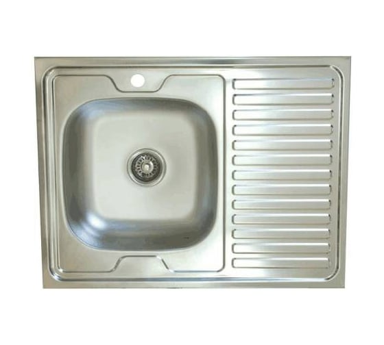 Изображение товара Накладная мойка из нержавеющей стали Владикс L-401 AISI 430, 800x600х0.6мм, левая, без сифона, 1 1/2" 023-5456