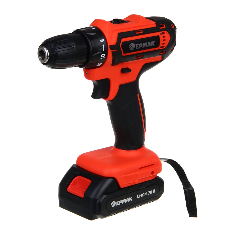 Изображение товара Аккумуляторная дрель-шуруповерт ЕРМАК 20В 2А 30Нм полупрофессиональная