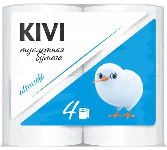 Изображение товара Бумага туалетная Kivi белая, 2 слоя, 4 рулона 4612754820047 00-00000146