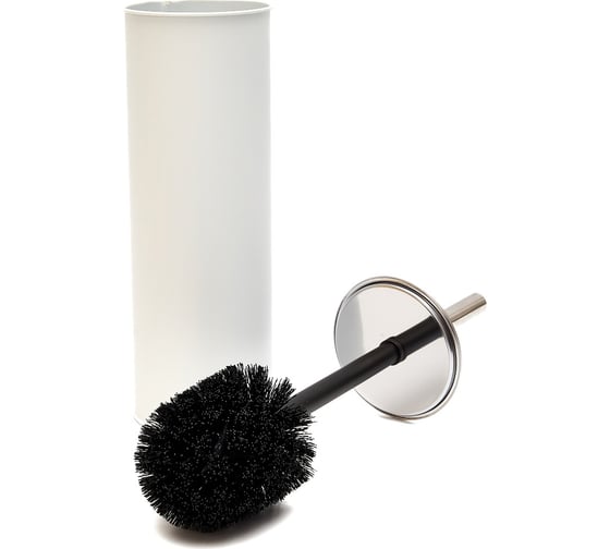 Изображение товара Гарнитур для туалета KROFFOS Pure White матово-белого цвета с чёрной щёткой-ёршиком 890705