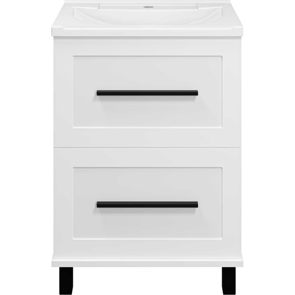 Изображение товара Тумба напольная Misty Модерн - 60 2 ящика, белая матовая эмаль П-Мод07060-011Пр