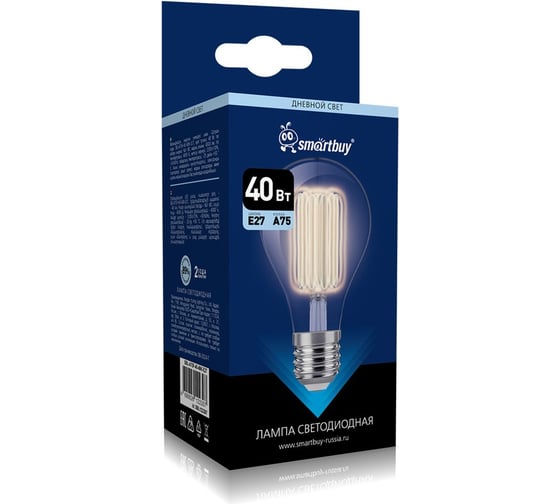 Изображение товара Светодиодная лампа Smartbuy (LED) FIL-A75-40Вт/4000К/E27 SBL-A75F-40-40K-E27
