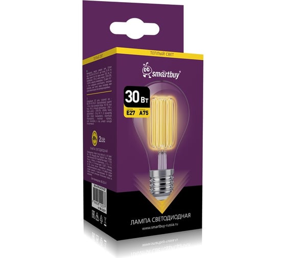 Изображение товара Светодиодная лампа Smartbuy (LED) FIL-A75-30Вт/2700К/E27 SBL-A75F-30-27K-E27