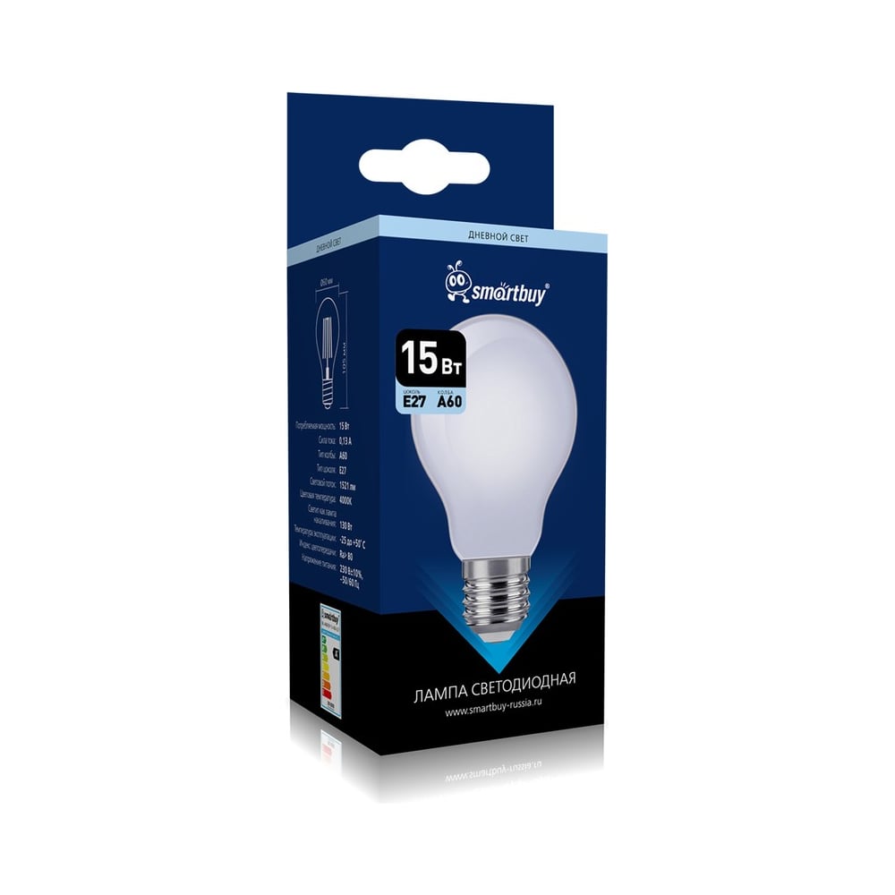 Изображение товара Светодиодная лампа Smartbuy 15Вт E27 4000К декоративная груша