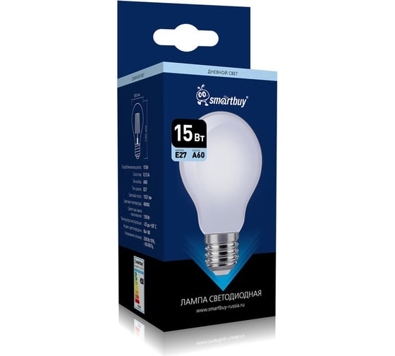 Изображение товара Светодиодная лампа Smartbuy (LED) FIL OPAL -A60-15Вт/4000К/E27 SBL-A60FOP-15-40K-E27