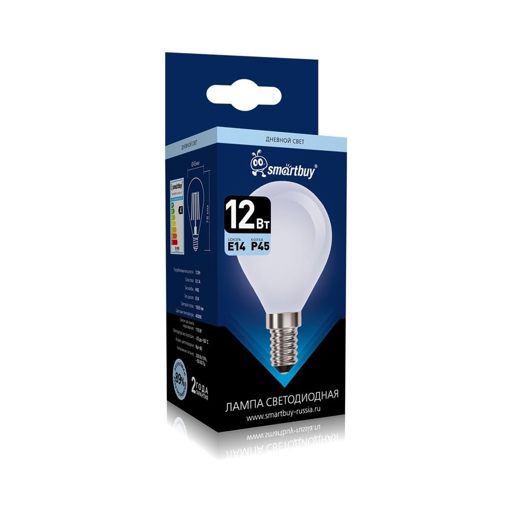 Изображение товара Светодиодная лампа Smartbuy FIL OPAL P45 12Вт E14 4000К