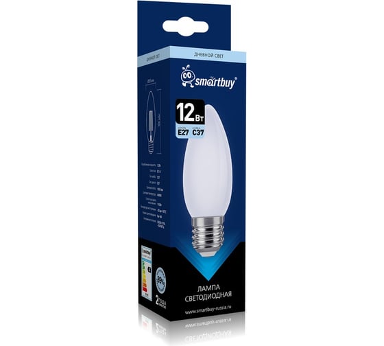 Изображение товара Светодиодная лампа Smartbuy (LED) FIL OPAL -C37-12Вт/4000К/E27 SBL-C37FOP-12-40K-E27