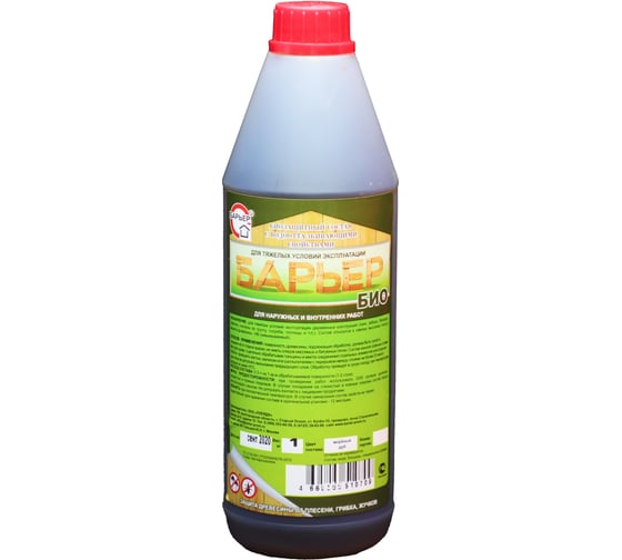 Изображение товара Биозащитный состав для древесины Барьер-БИО мореный дуб, бутылка 1 кг 4665296510709