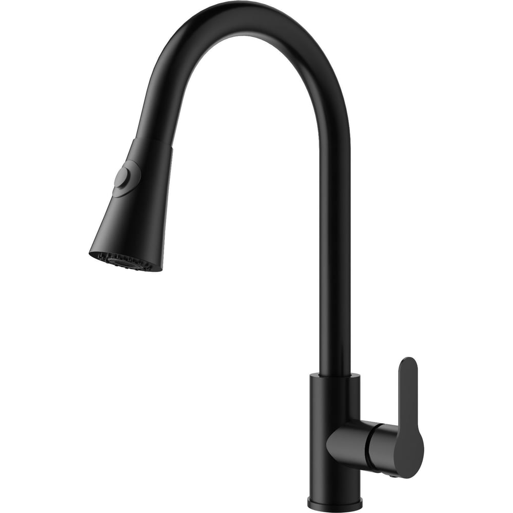 Изображение товара Современный черный матовый смеситель для кухни с выдвижным изливом Wonzon & Woghand WW-121E201L-MB