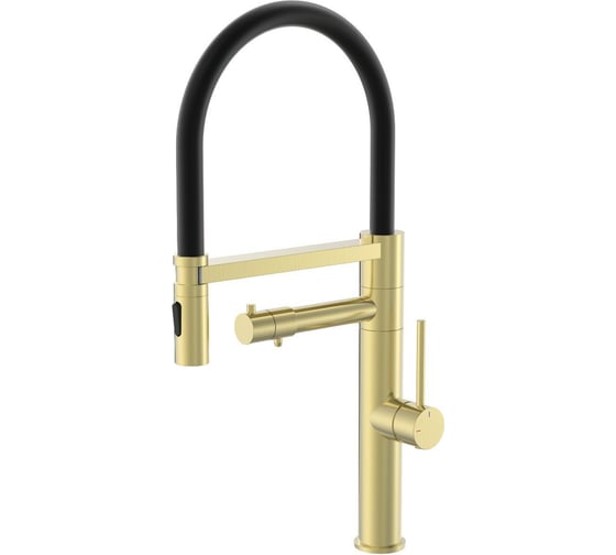Изображение товара Смеситель для кухни Wonzon & Woghand с гибким изливом и подключением фильтра, брашированное золото WW-88458007-BG