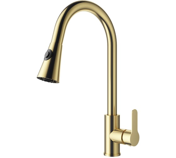 Изображение товара Смеситель для кухни Wonzon & Woghand с выдвижным изливом, брашированное золото WW-121E201L-BG