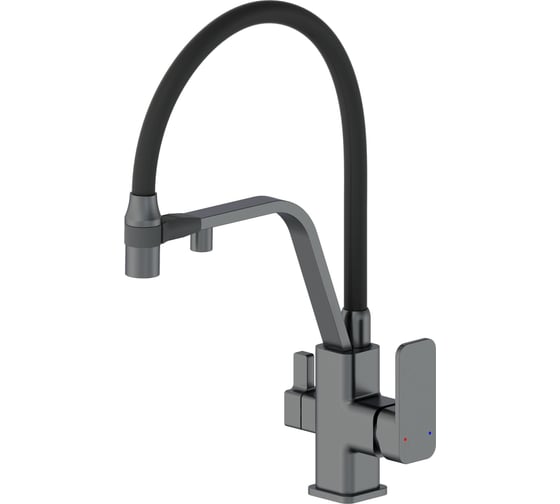 Изображение товара Смеситель для кухни Wonzon & Woghand с гибким изливом и подключением фильтра, темный графит WW-88458013-BGM