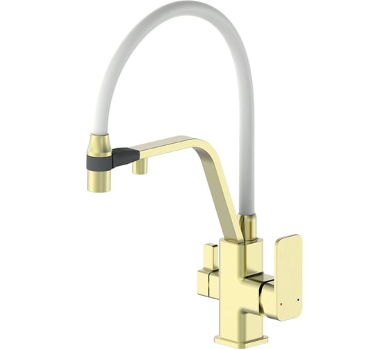 Изображение товара Смеситель для кухни Wonzon & Woghand с гибким изливом и подключением фильтра, брашированное золото WW-88458013-BG(MW)