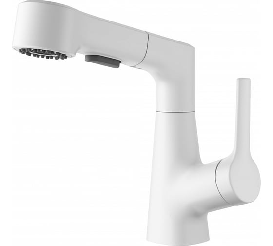 Изображение товара Смеситель для раковины Wonzon & Woghand с выдвижным изливом , белый матовый WW-121B108-MW