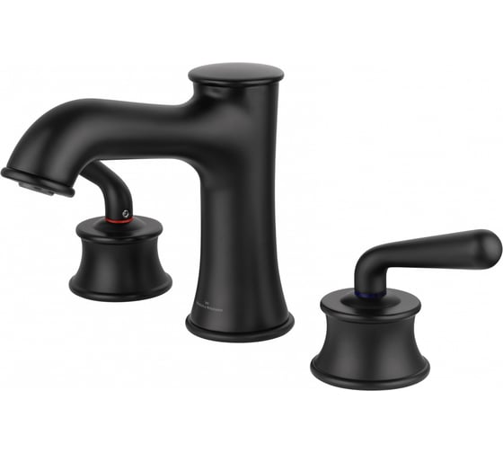 Изображение товара Смеситель для раковины Wonzon & Woghand на 3 отверстия, черный матовый WW-88159008-MB