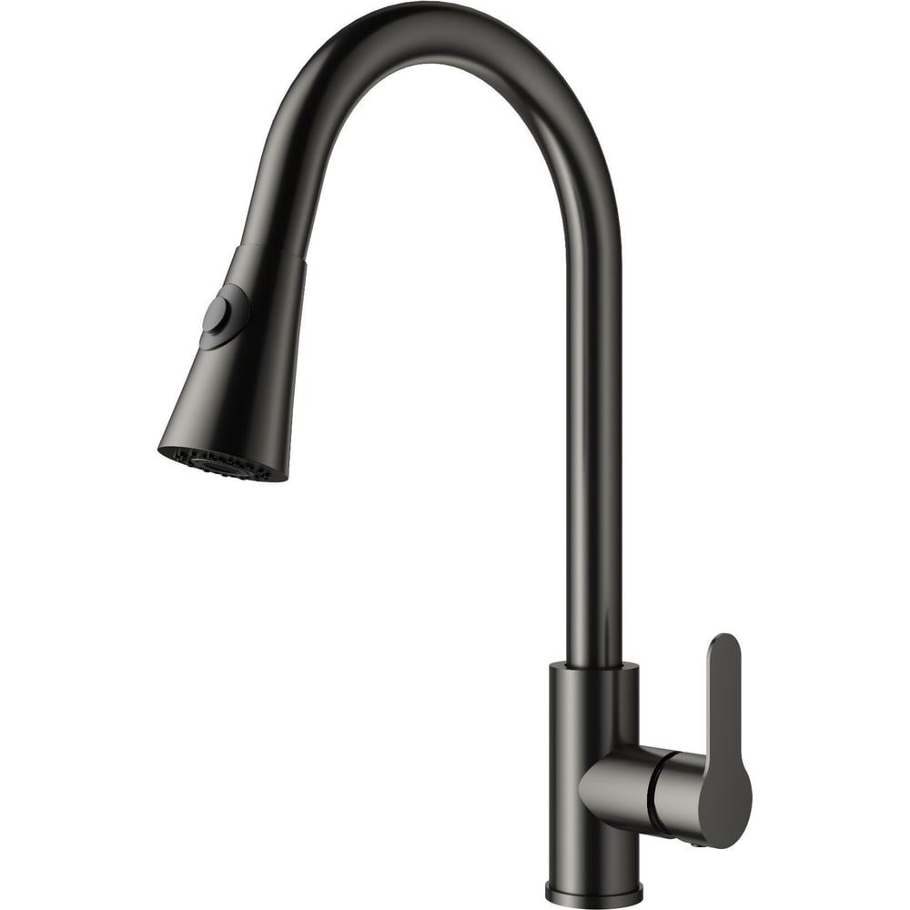 Изображение товара Современный смеситель для кухни Wonzon & Woghand с выдвижным изливом темный графит