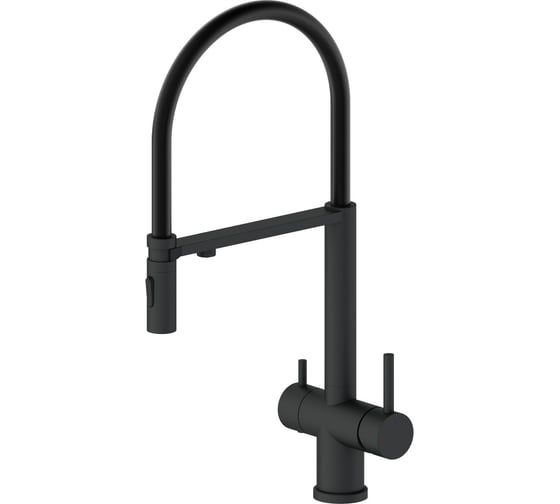 Изображение товара Смеситель для кухни Wonzon & Woghand с гибким изливом и подключением фильтра, черный матовый WW-88458009-MB