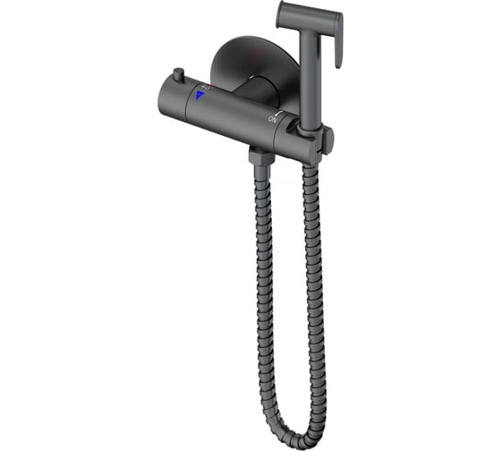 Изображение товара Смеситель с гигиеническим душем и термостатом встраиваемый Wonzon & Woghand, темный графит WW-88819902-BGM