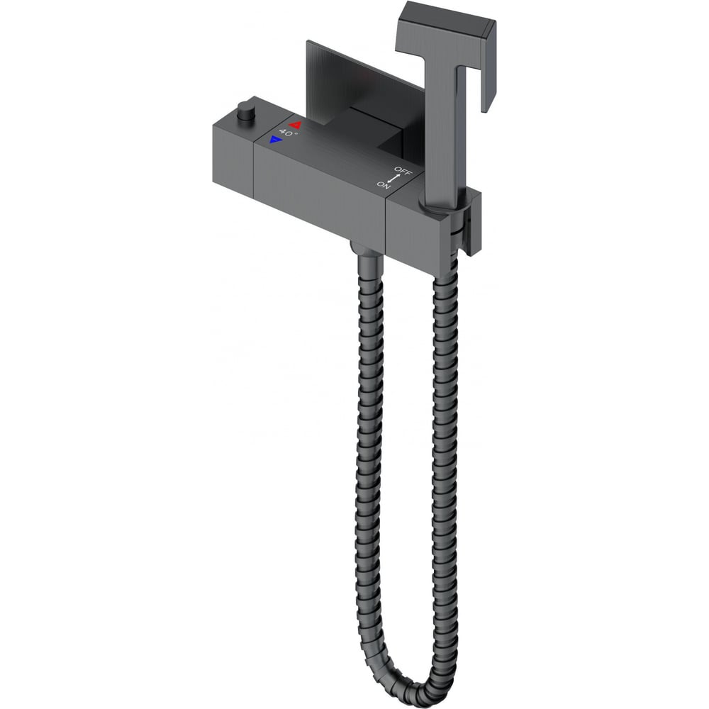 Изображение товара Встраиваемый смеситель для ванной с гигиеническим душем и термостатом Wonzon & Woghand темный графи