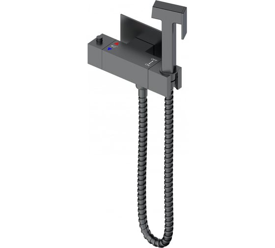 Изображение товара Смеситель с гигиеническим душем и термостатом встраиваемый Wonzon & Woghand, темный графит WW-88819903-BGM