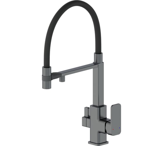 Изображение товара Смеситель для кухни Wonzon & Woghand с гибким изливом и подключением фильтра, темный графит WW-88458012-BGM