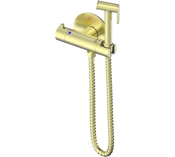 Изображение товара Смеситель с гигиеническим душем и термостатом встраиваемый Wonzon & Woghand, брашированное золото WW-88819902-BG