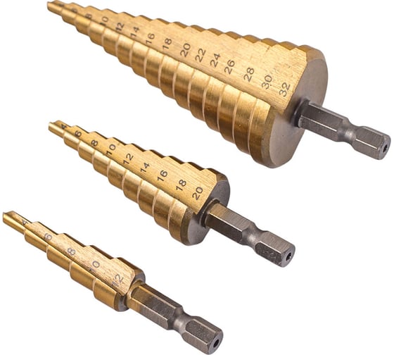 Изображение товара Набор ступенчатых свёрл KROFT 4-12, 4-20, 4-32 в чехле 551401