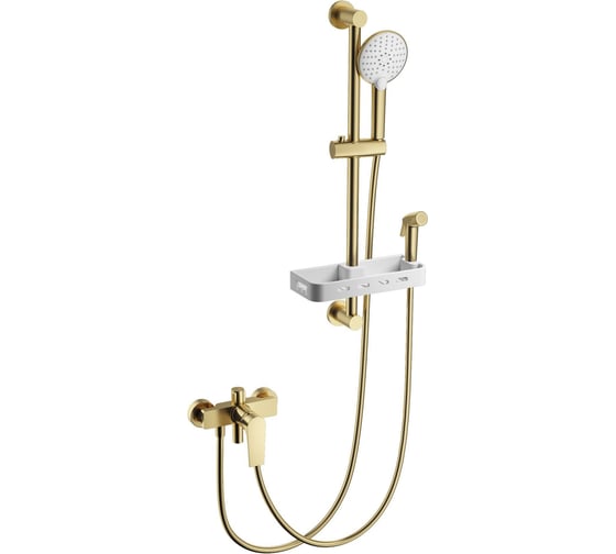 Изображение товара Смеситель для ванны с душевым гарнитуром Wonzon & Woghand брашированное золото WW-A31003-BG