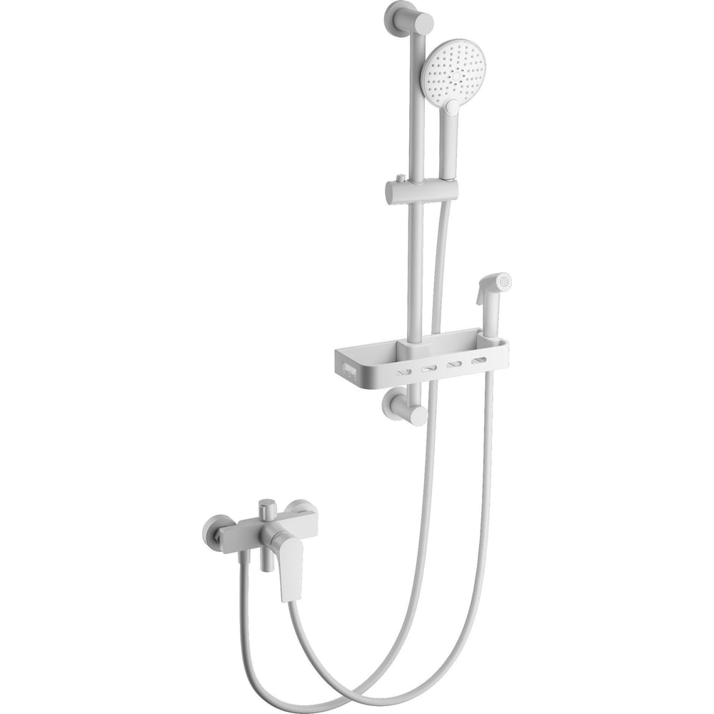 Изображение товара Смеситель для ванны с душевым гарнитуром Wonzon & Woghand матовый белый WW-A31003-MW