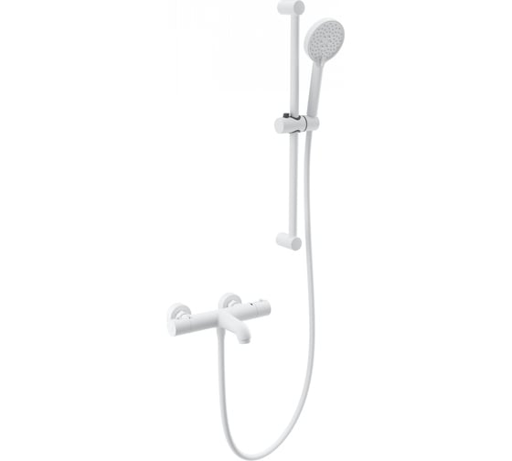 Изображение товара Смеситель для ванны с душевым гарнитуром и термостатом Wonzon & Woghand белый матовый WW-С2006-A-MW