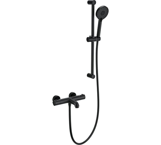 Изображение товара Смеситель для ванны с душевым гарнитуром и термостатом Wonzon & Woghand черный матовый WW-С2006-A-MB