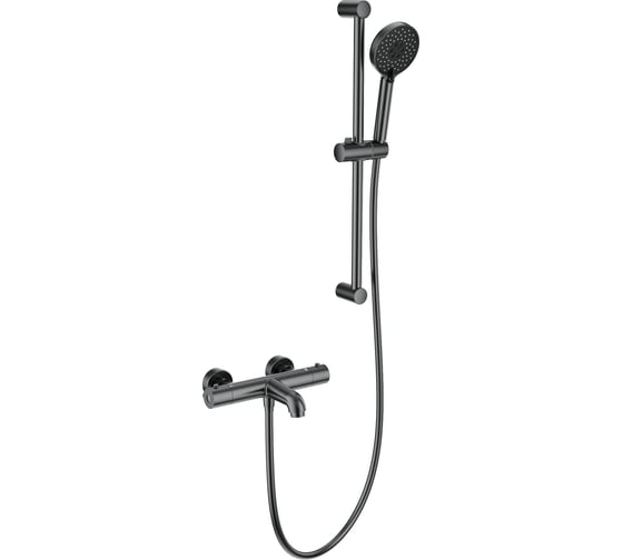 Изображение товара Смеситель для ванны с душевым гарнитуром и термостатом Wonzon & Woghand темный графит WW-С2006-A-BGG