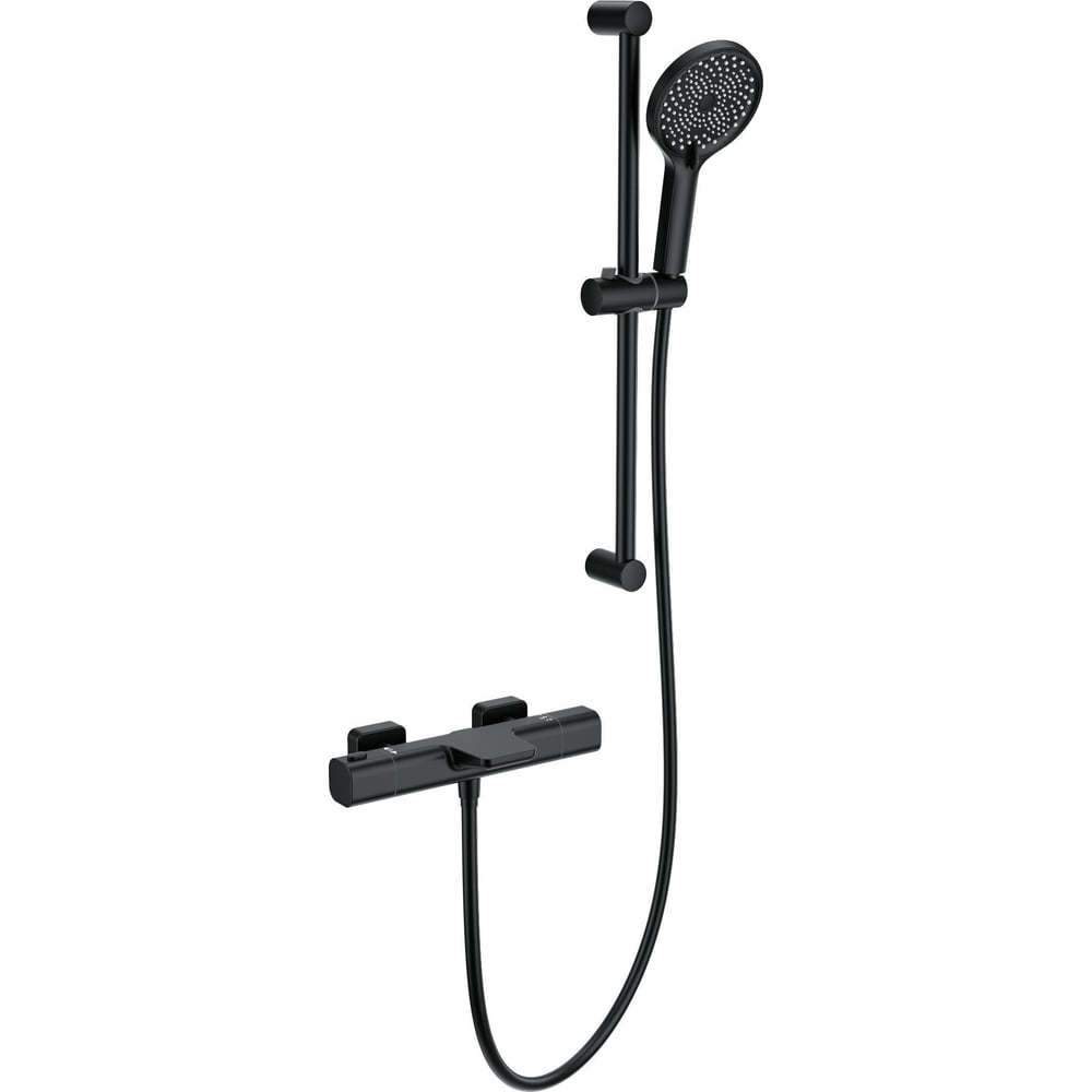 Изображение товара Современный термостатический смеситель для ванны с душем черный матовый Wonzon & Woghand WW-С2017-A