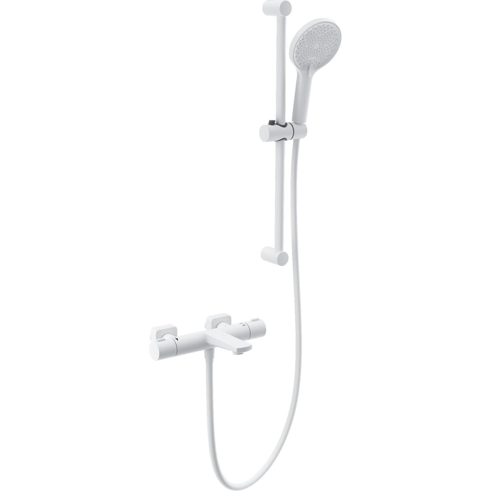 Изображение товара Смеситель для ванны с душевым гарнитуром и термостатом Wonzon & Woghand белый матовый