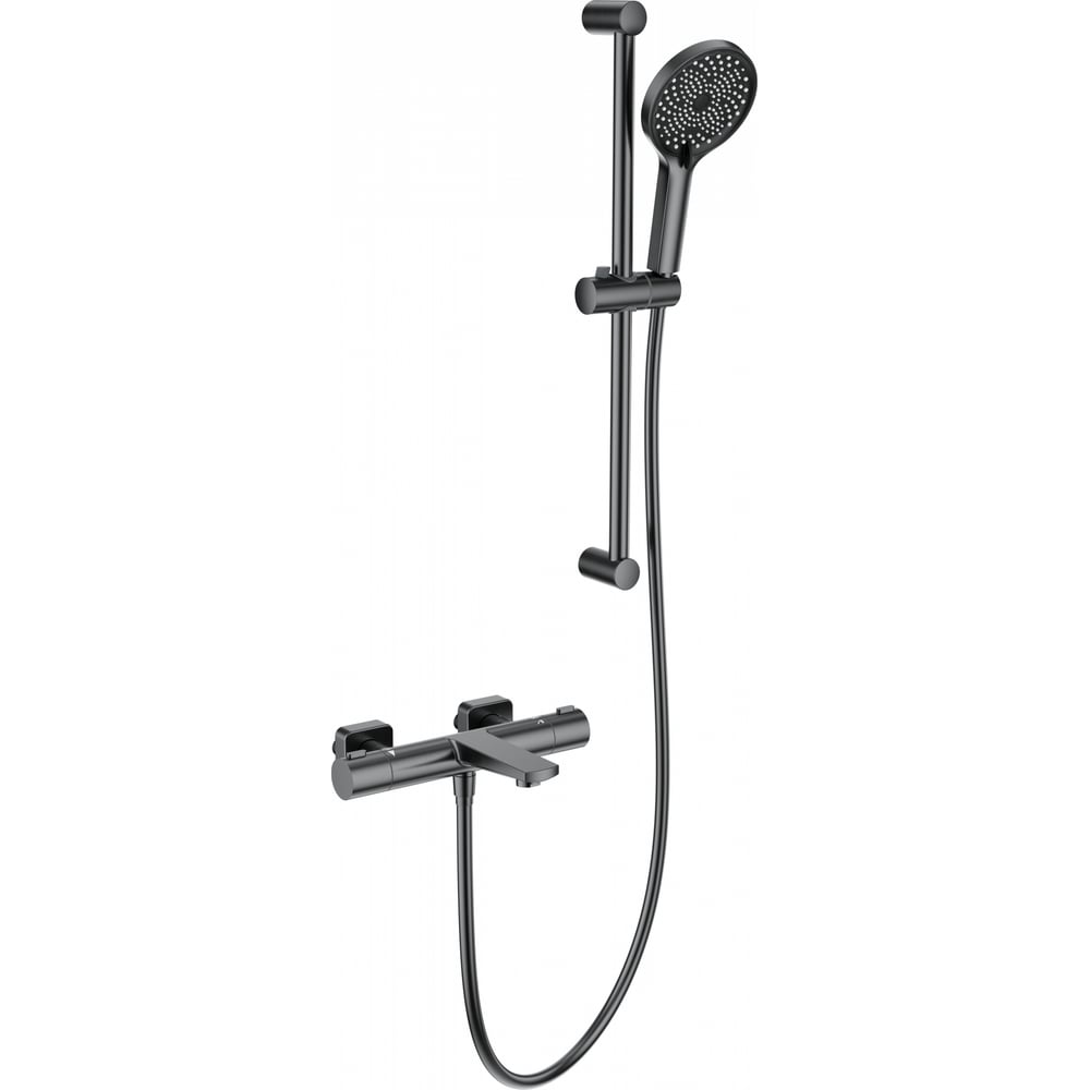 Изображение товара Смеситель для ванны с душевым гарнитуром и термостатом Wonzon & Woghand темный графит