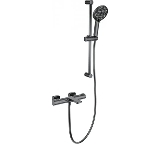 Изображение товара Смеситель для ванны с душевым гарнитуром и термостатом Wonzon & Woghand темный графит WW-С2021-A-BGG