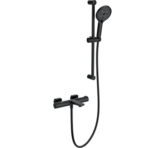 Изображение товара Смеситель для ванны с душевым гарнитуром и термостатом Wonzon & Woghand черный матовый WW-С2021-A-MB