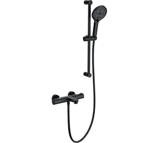 Изображение товара Смеситель для ванны с душевым гарнитуром и термостатом Wonzon & Woghand черный матовый WW-С2018-A-MB