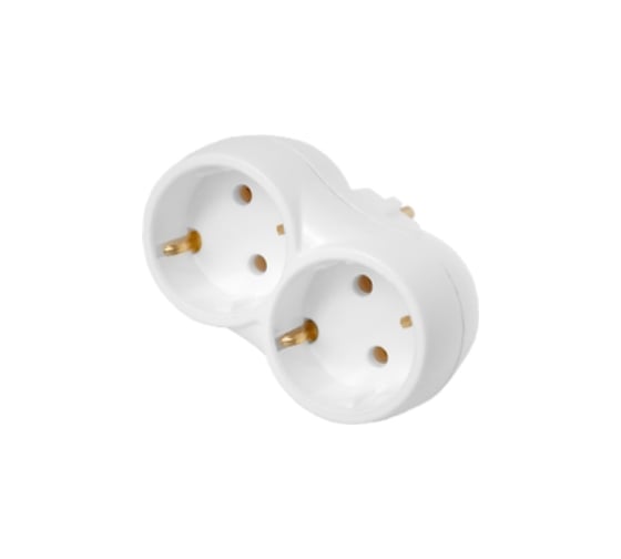 Изображение товара Разветвитель Bylectrica двухместный прямой с заземляющим контактом, РВ16-373