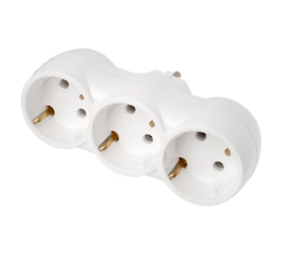 Изображение товара Разветвитель Bylectrica трехместный прямой с заземляющим контактом, РВ16-375