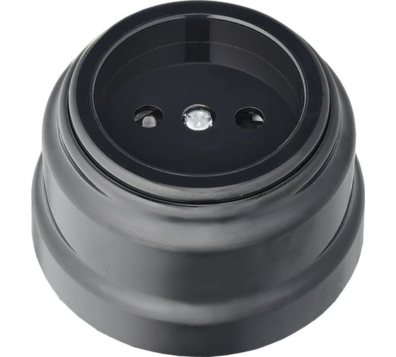 Изображение товара Розетка Bylectrica РА16-0205 1-местная без заз. со шторк. 16А ОУ, серия РЕТРО, черный