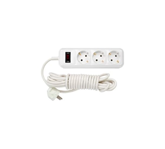 Изображение товара Удлинитель Bylectrica 3-местная с заз.конт., с ограничителем тока 3700 Вт У16-320 5м