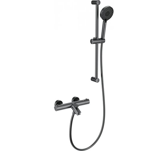 Изображение товара Смеситель для ванны с душем и термостатом Wonzon & Woghand темный графит WW-С2002-A-BGG