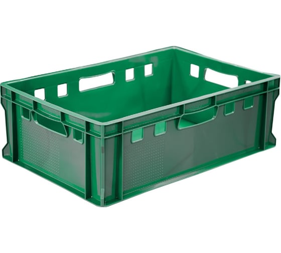 Изображение товара Ящик Тара.ру п/э мясной 600x400x200 сплошной Е2 зеленый 20314